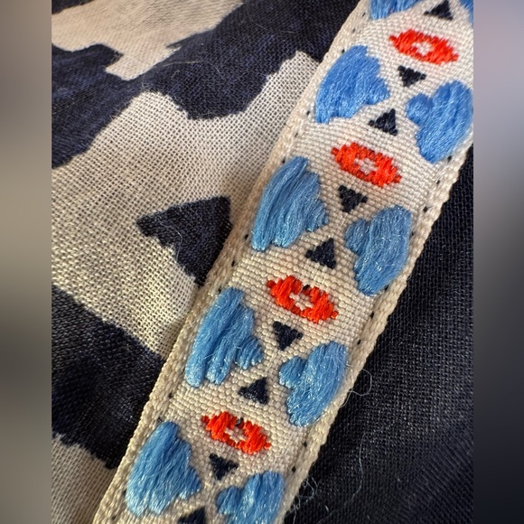 Tory Burch Candice Printed Silk Cotton Blouse in Blue $496 - Picture 16 of 16